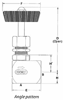 Hoke Needle Valve 2100 Series Angle Pattern Dim. Drawing