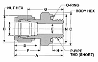 COM-O-Ring Male Connectors Dim Drawing