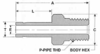 AM/EC (Fractional) Male Adapter Dim. Drawing