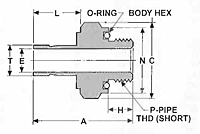 AOM O-ring Male Adapter Dim. Drawing