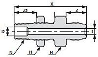 Truelok Face Seal to Male Bulkhead NPT Connector Drawing