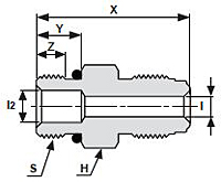 Truelok Face Seal to Male Straight Thready O-Ring Connector Drawing
