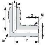 Truelok Face Seal to Male NPT Elbow Drawing