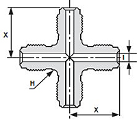Truelok Face Seal Male Cross Union Drawing