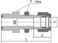 FO Body to Bulkhead Tube Fitting Dimensions