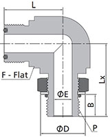 FO Body to Male SAE/MS Thread Adjustable Elbow Dimensions
