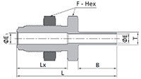 FR Series Bulkhead To Tube Butt Weld Dimensions