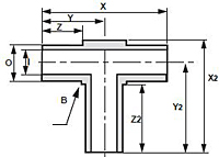 Truelok Mini Weld Fitting Extended Run Leg Tee Drawing