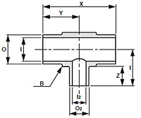 Truelok Mini Weld Fitting Reducing Tee Drawing
