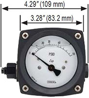 NOSHOK 1000 Series Piston Type Differential Gauge Front Dimensions