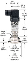 NOSHOK 11 Series ASME-BPE Sanitary Clamp Transmitter Dimensions