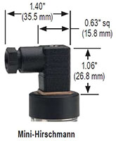 NOSHOK 300 Pressure Transducer Mini-Hirschmann Dimensions