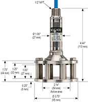 NOSHOK 613 Series Cage-Protected Submersible Level Transducer Dimensions