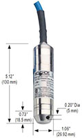 NOSHOK 627 Series Intrinsically Safe Submersible Transmitter Dimensions