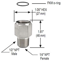 NOSHOK 627 Series Intrinsically Safe Submersible Transmitter NPT Adapter