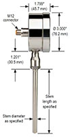 NOSHOK 820/821 Series Digital Temperature Indicator 820 Dimensions