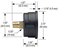 NOSHOK 20-110 Dial Pressure Gauge Dimensions