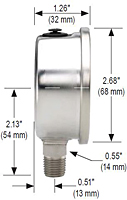 NOSHOK 25-400 Dial Pressure Gauge Dimensions