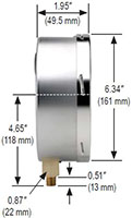NOSHOK 60-800 Dial Pressure Gauge Dimensions