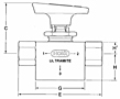 Hoke Ball Valve Ultramite 7065 Series Dim. Drawing