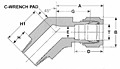 LMF 45° Male Elbows Dim Drawing