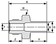 Truelok Face Seal to Tube Weld High Flow Connector Drawing