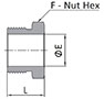 FR Series Short Male Nut Dimensions