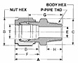 Gyrolok Male Connector Dimensional Drawing