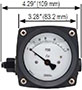 NOSHOK 1000 Series Piston Type Differential Gauge Front Dimensions