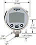 NOSHOK 1000 Series Digital Pressure Gauge Front Dimensions