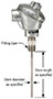 NOSHOK 910/915 Series Probe Type Industrial RTD With Connection Head Side View