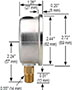 NOSHOK 25-901 Dial Pressure Gauge Dimensions